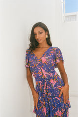 Florence Blue Maxi Party Dress