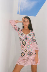Spring Pink Crochet Dress
