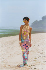 Rowan Halter Maxi Crochet Dress Multi