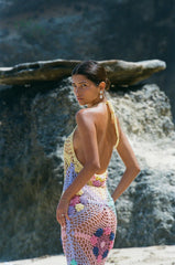 Rowan Halter Maxi Crochet Dress Multi