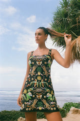 Aurelia Embroidered Luxury Sequin Mini Dress - Black