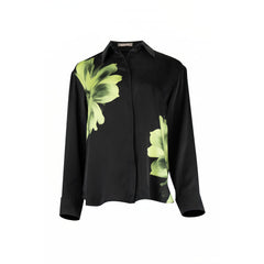Silk Dreamscape Pyjama Shirt Black Flower