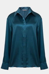 The Lady Silk Shirt Teal Eclipse
