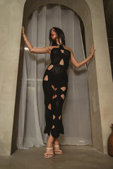 Isla Crochet Dress in Black