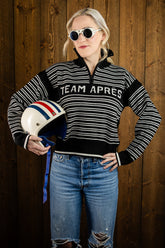 "Team Après" Merino Wool Quarter Zip Sweater