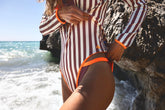 Long Sleeve Open Back Swimsuit Metis Chocolate