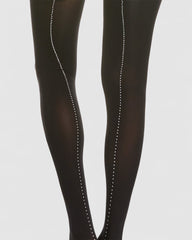 Satellite Crystal Back Seam Opaque Tights