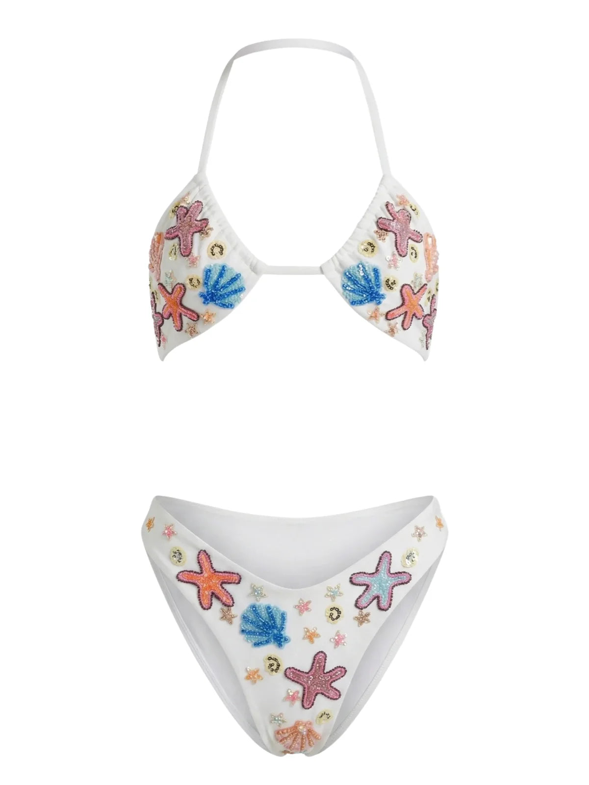 Marissa Hand Embroidered Luxe Bikini Bottom White