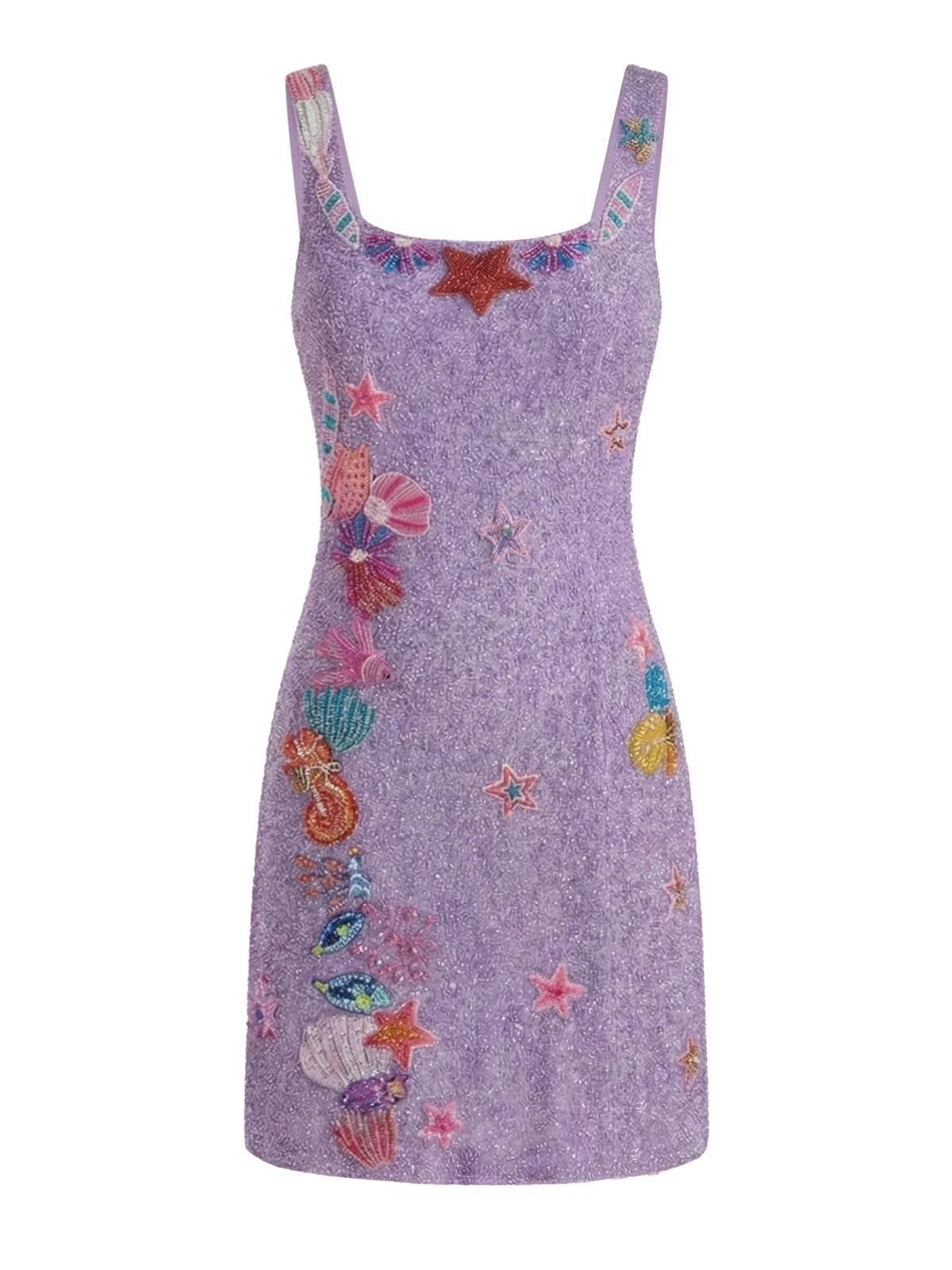 Sea Whisper Fully Beaded Pink Mini Dress