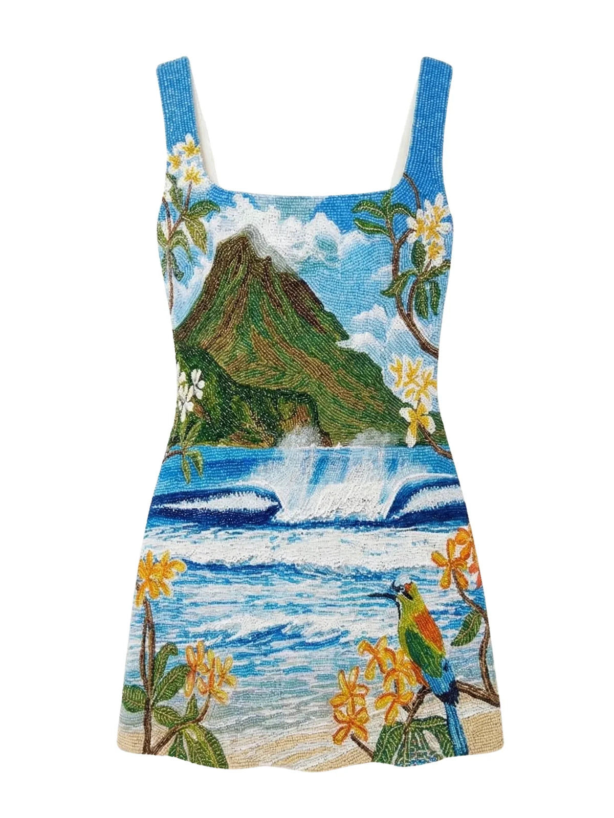 Mountain Blue Beaded Mini Dress
