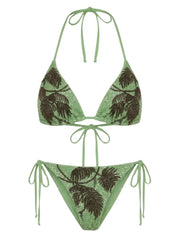 St. Barth Green Hand-Beaded Crystal Bikini Bottom