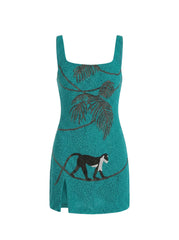 Curve St. Barth Hand-Beaded Crystal Dress - Teal