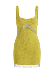 Posy Beaded Tasseled Mini Dress in Blue