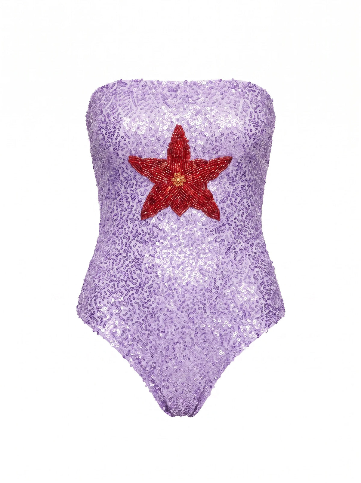Under the Sea Hand-Embroidered Sequin Strapless Swimsuit