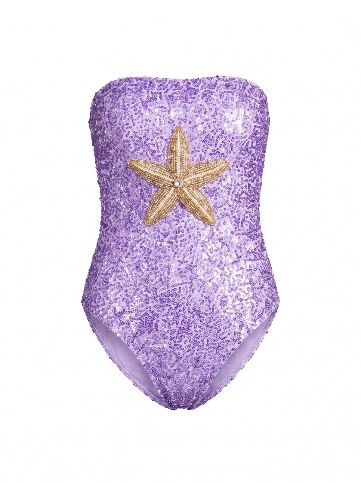 Under the Sea Hand-Embroidered Sequin Strapless Swimsuit