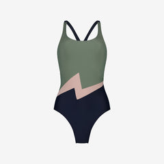 Elektra Racerback Swimsuit High Cut - Blue / Green / Pink