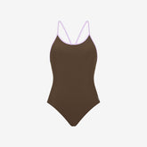 Liberty Racerback Swimsuit ― Coffee / Lilac