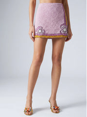 Monty Co-Ord Hand Embroidered Bead Skirt - Pink