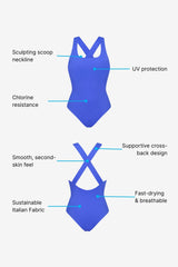 Nerida One Piece Swimsuit Scoop Neck ― Blue