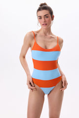 ARANCHA SWIMSUIT - TANGERINE & SKY BLUE