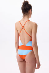 ARANCHA SWIMSUIT - TANGERINE & SKY BLUE