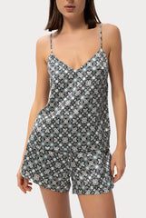 Black Crystal Neo Geo Silk Shorts