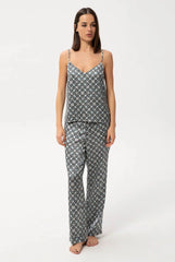 Black Crystal Neo Geo Silk Pyjama Pants