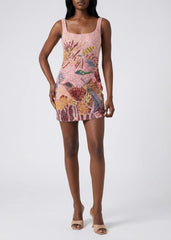 Oceanic Bloom Mini Dress in Pink