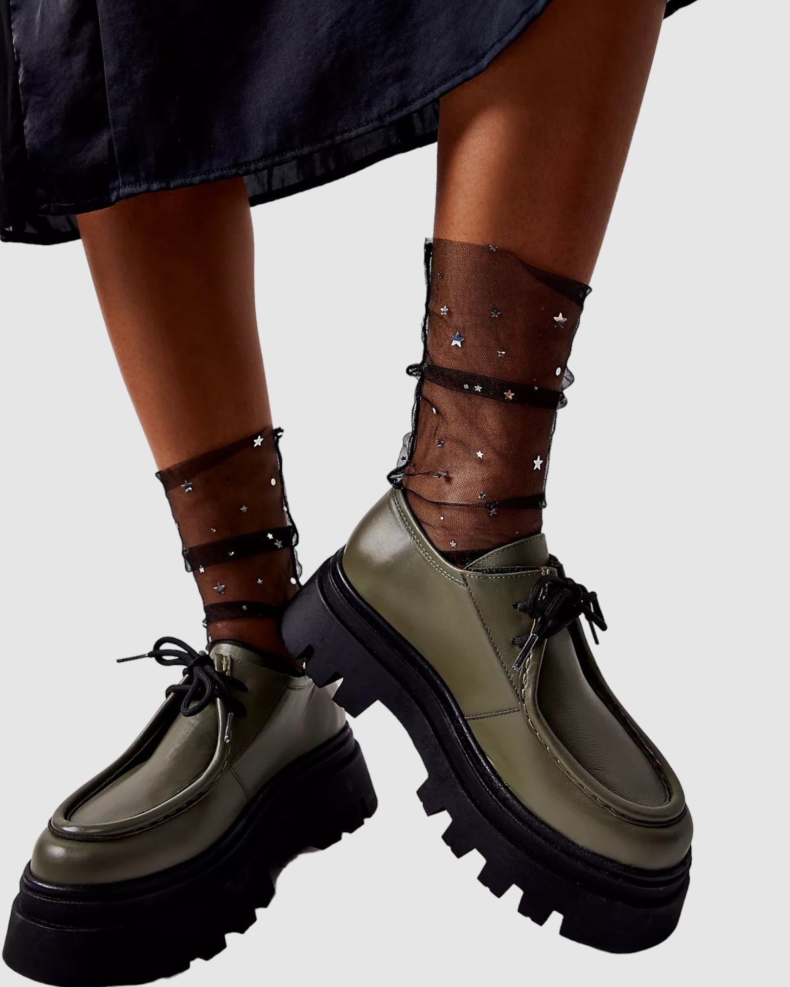 Starry Sky Tulle Socks - Black