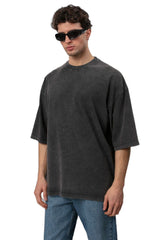 Cotton Washed Vintage Tee Loose T-Shirt - Black