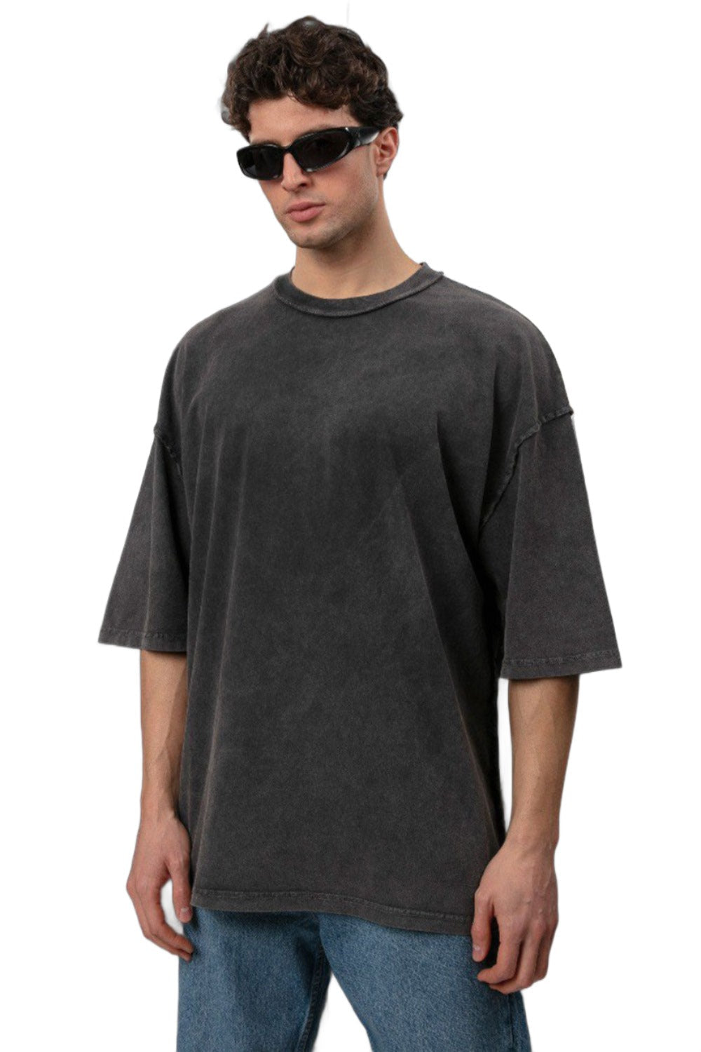 Cotton Washed Vintage Tee Loose T-Shirt - Dark Grey