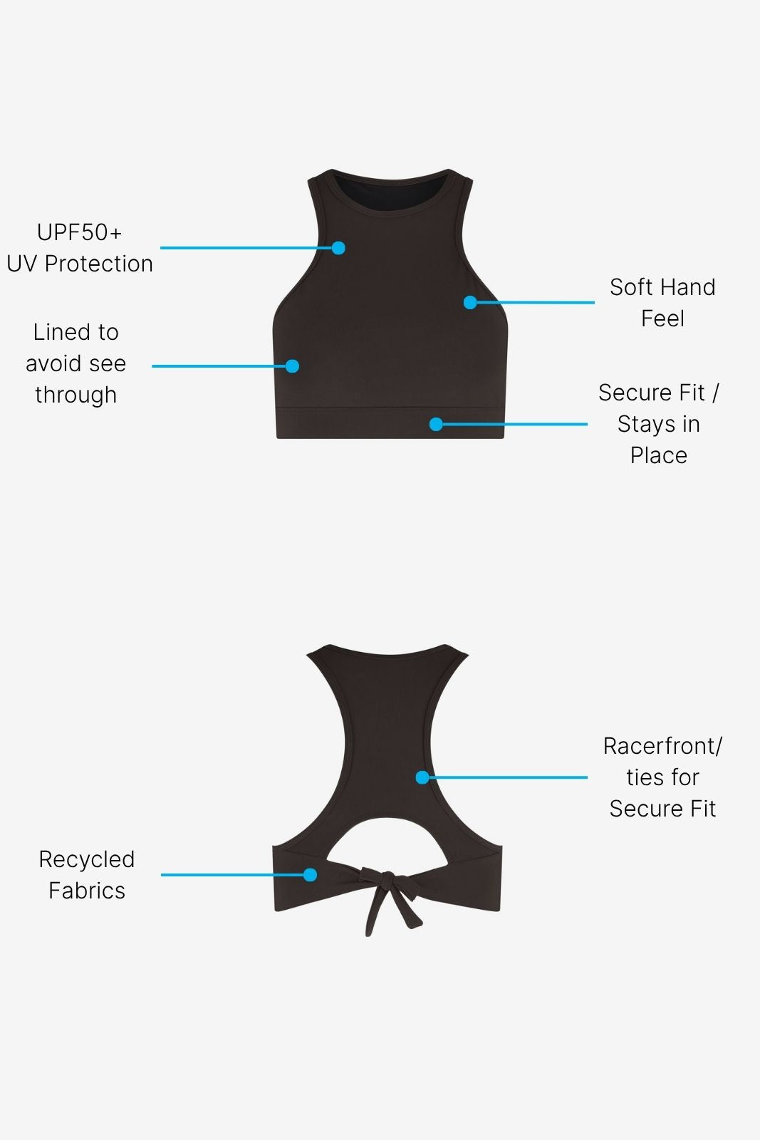 Bikini Top Racerfront Tie ― Coffee