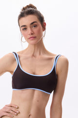 DUET SURF BIKINI TOP - DARK CHOCOLATE BROWN