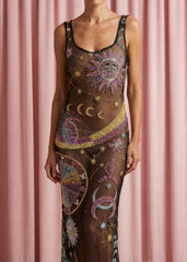 Starlit Cosmos Sheer Maxi Dress