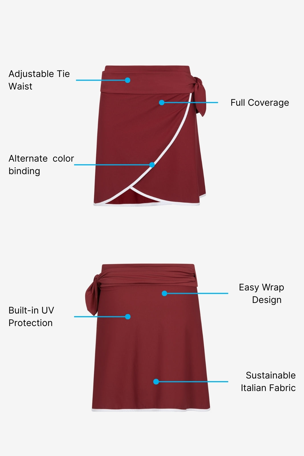 Wrap Skirt ― Deep Red / White