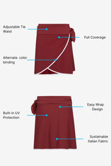 Wrap Skirt ― Deep Red / White