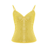 Yellow Sequin Strap Top