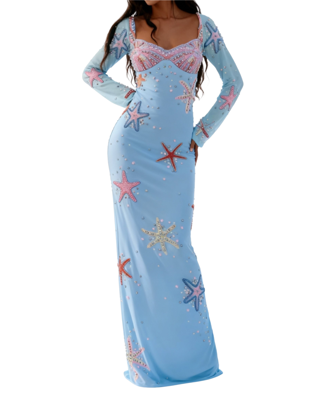 Crescent Shell Bell Sleeve Dress
