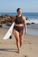 Bikini Top Racerfront Tie ― Coffee