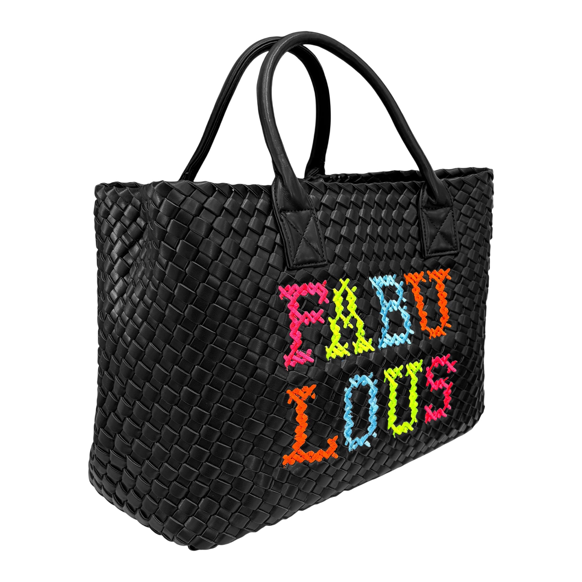 FABULOUS Black Woven Vegan Handbag