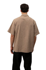 Linen Striped Patterned Shirt - Brown
