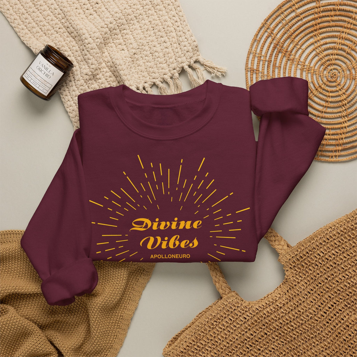 Divine Vibes Crewneck Sweatshirt — Radiant Spiritual Graphic