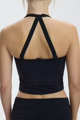 HALTER TRIO LONG BRA - CHARCOAL