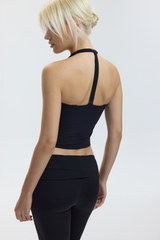 HALTER TRIO LONG BRA - CHARCOAL