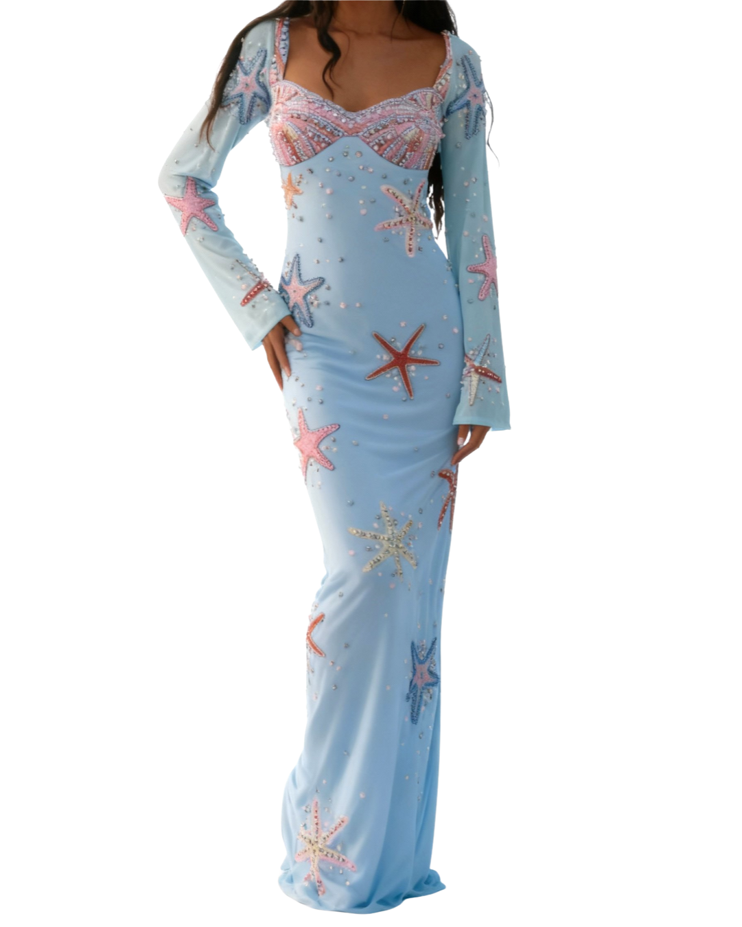 Crescent Shell Bell Sleeve Dress