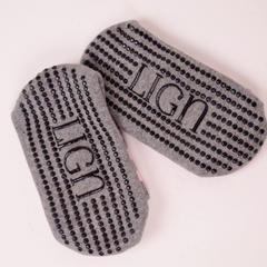 LIGN Pink Heart Two Grey Stripe Tube Socks