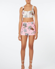 Vegas Beaded Pink Party Beach Co-Ord Mini Skirt