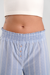 Chicory Striped Ethical-Cotton Pyjama Trousers - Glacier Blue