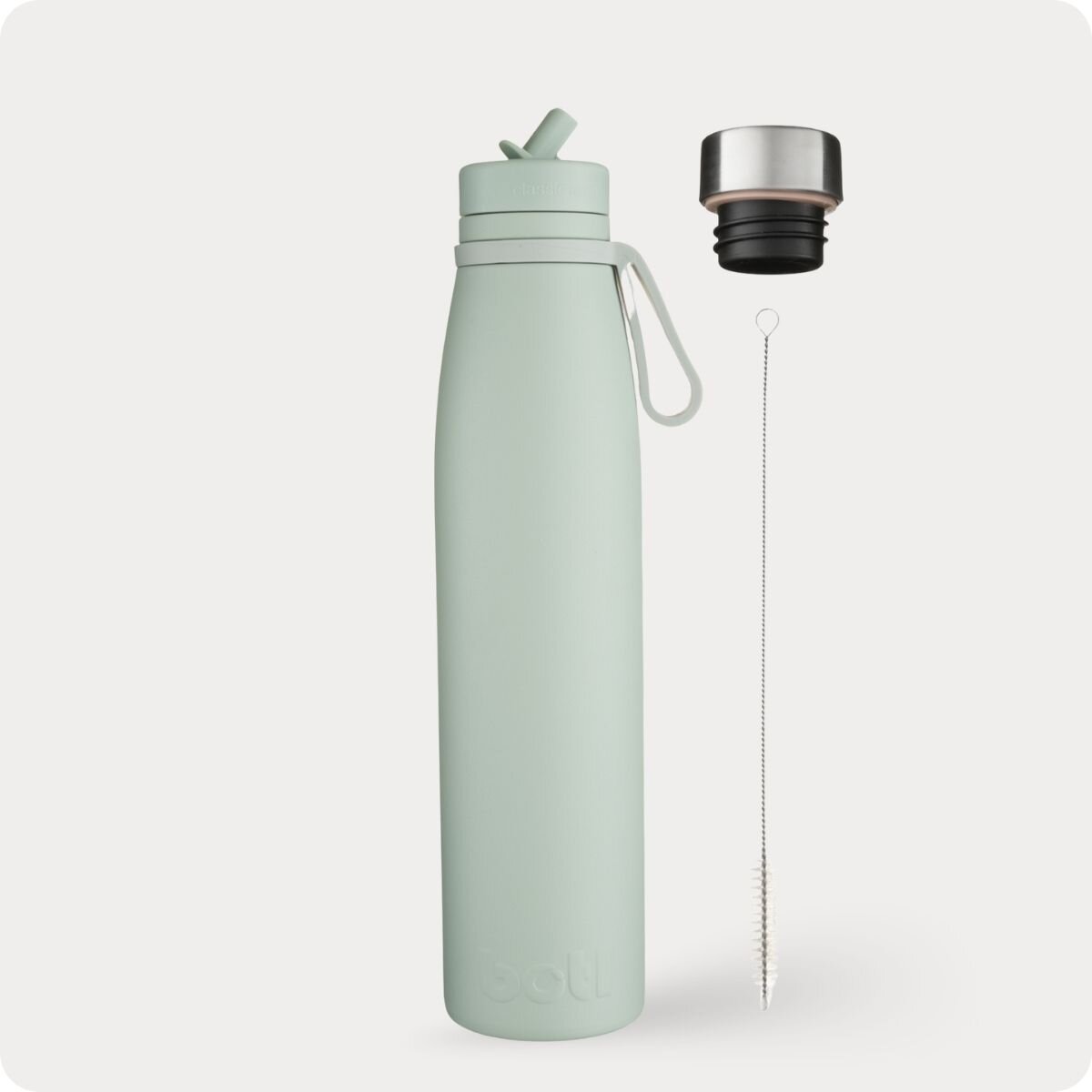 800ml Insulated Stainless Steel With Straw Cap, Spare Cap and Brush | BOTL | Sage Green