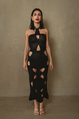 Isla Crochet Dress in Black